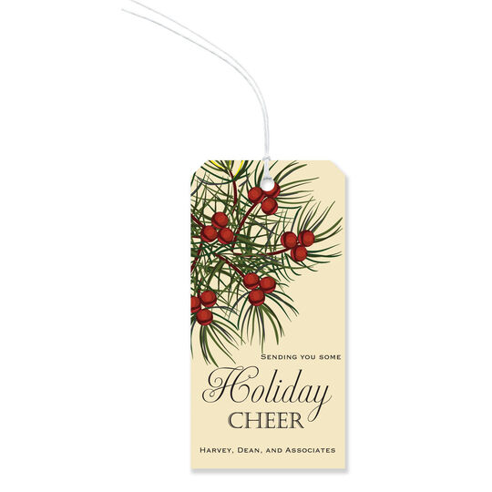 Holly Berry Branch Hanging Gift Tags